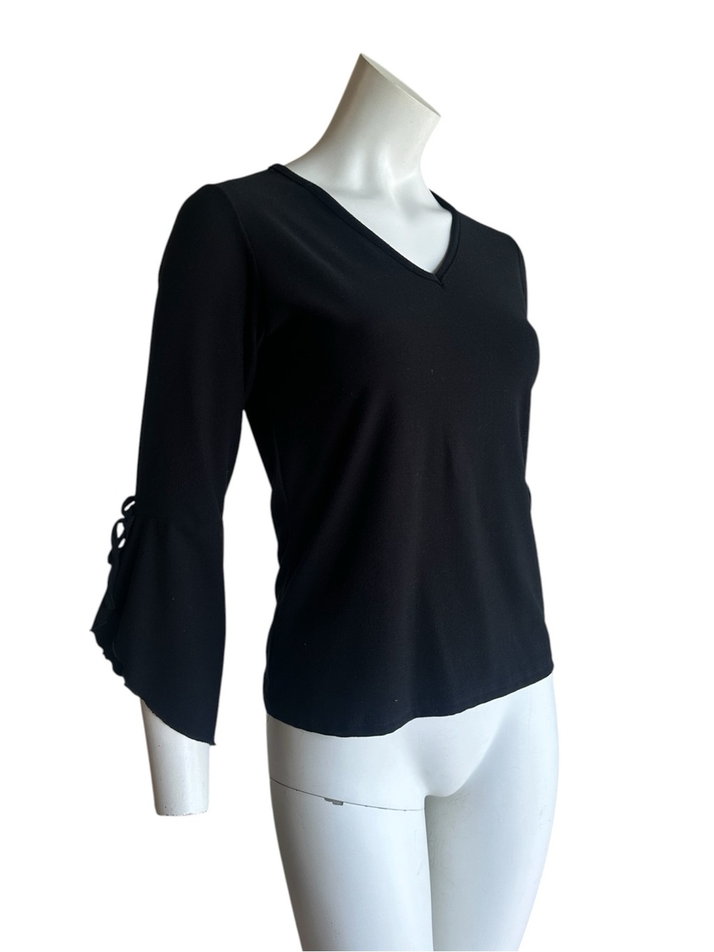 Vintage 90s y2k black bell sleeve goth grunge long sleeve top
